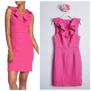 Trina Turk Pink Textured Ruffle Dress